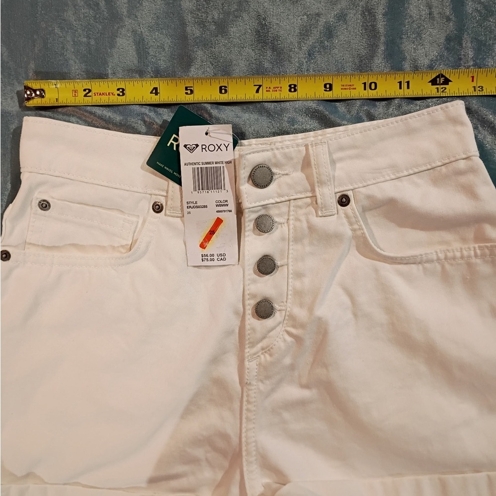 Roxy White High Rise Button Fly Shorts Size 25 NWT Summer Beach - Picture 7 of 9